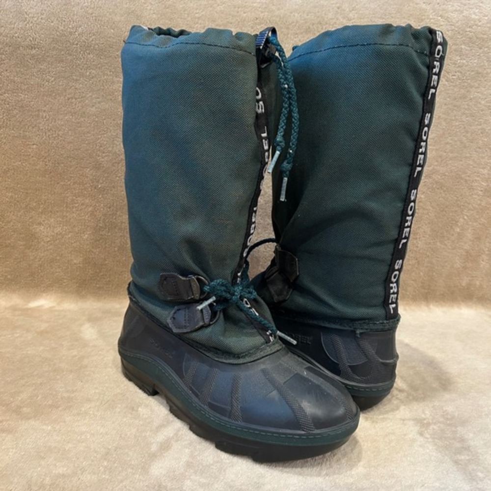 Sorel Youth Kids 4 Snowlion Lined Winter Boots Waterproof Removable Liner Green‎